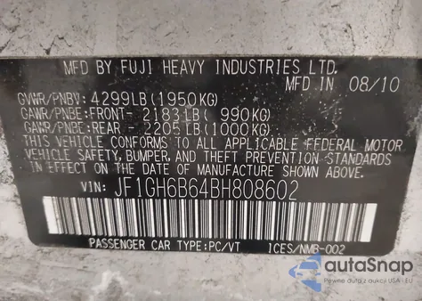 2011 Subaru Impreza 2.5I Premium из США, поврежденный, VIN JF1GH6B64BH808602